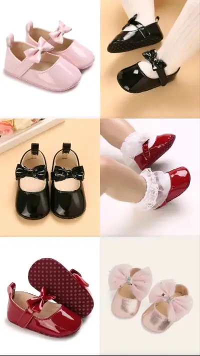 Zapatos de bebé laqueados con moño - miniatura 1