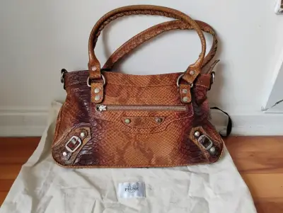 Cartera de cuero marrón Prüne - miniatura 1