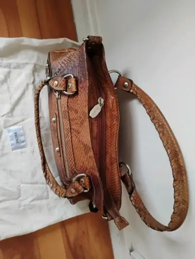 Cartera de cuero marrón Prüne - miniatura 3