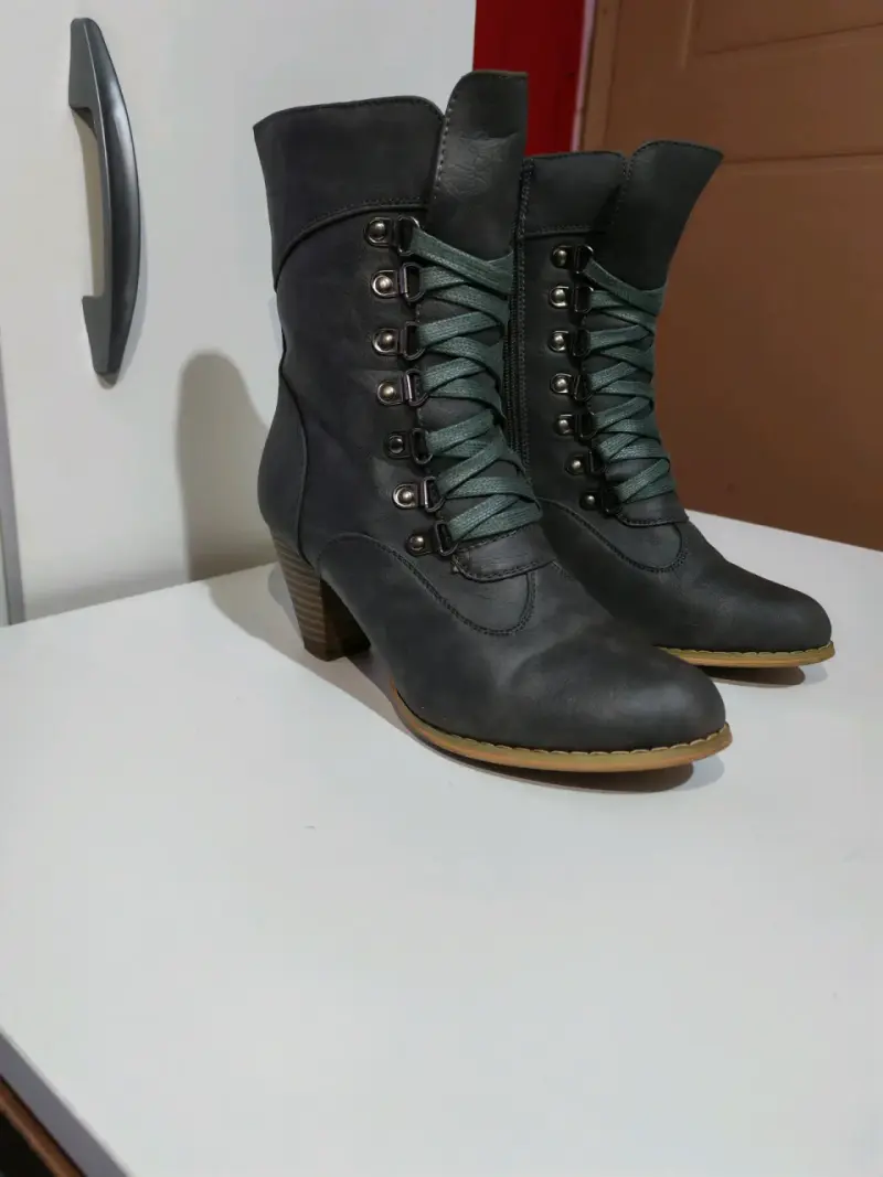 Botines gris con cordones - 5
