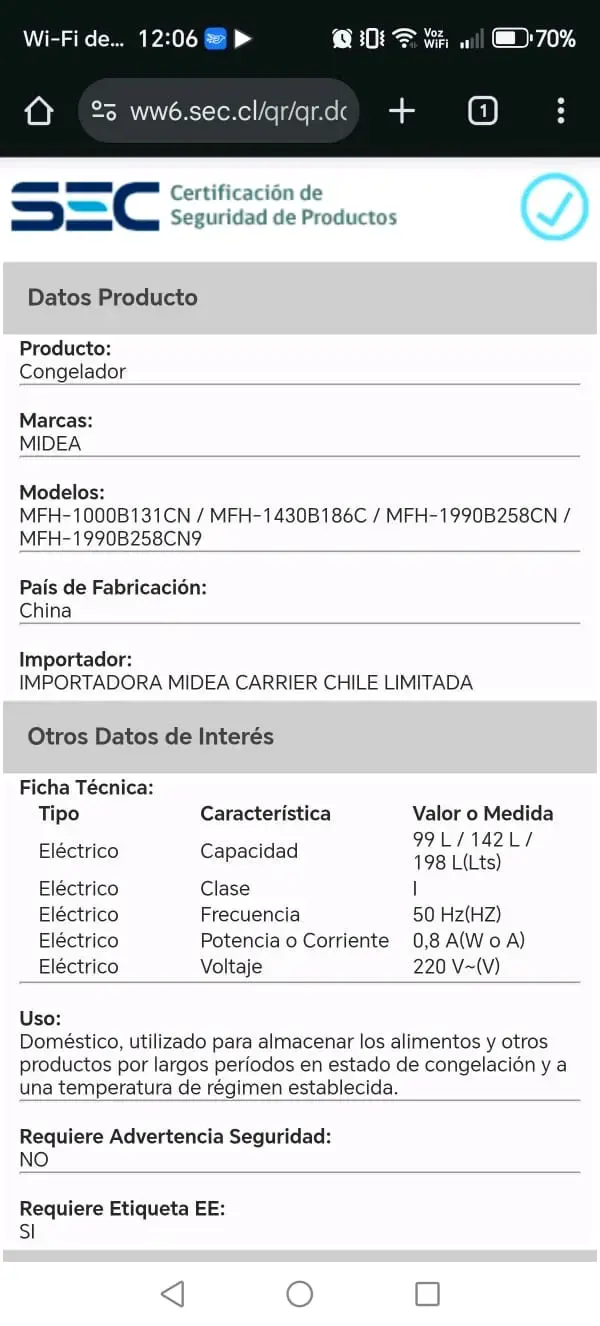 Congelador MIDEA 198L - 1