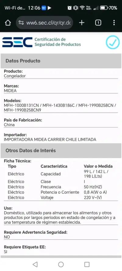 Congelador MIDEA 198L - miniatura 1