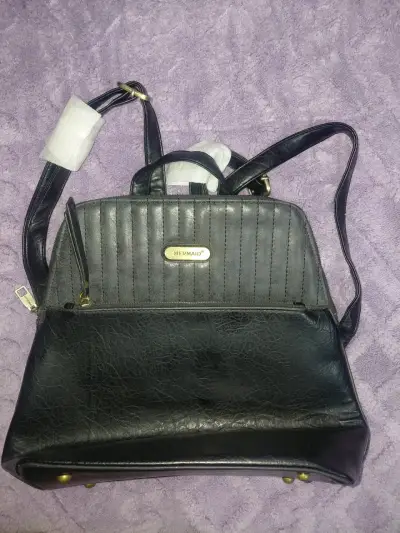 Mochila de cuero negra Mermaid - miniatura 1