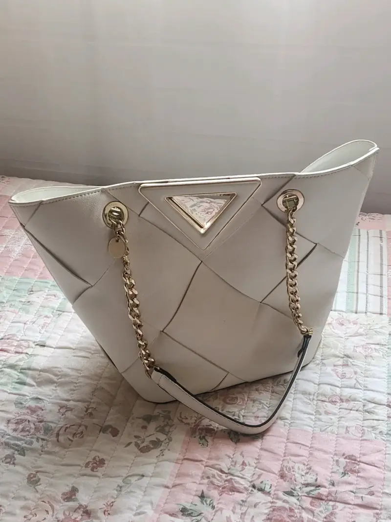 Cartera grande de cuero blanco - 1