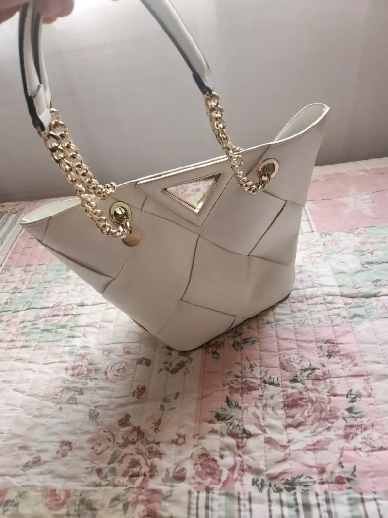 Cartera grande de cuero blanco - 3