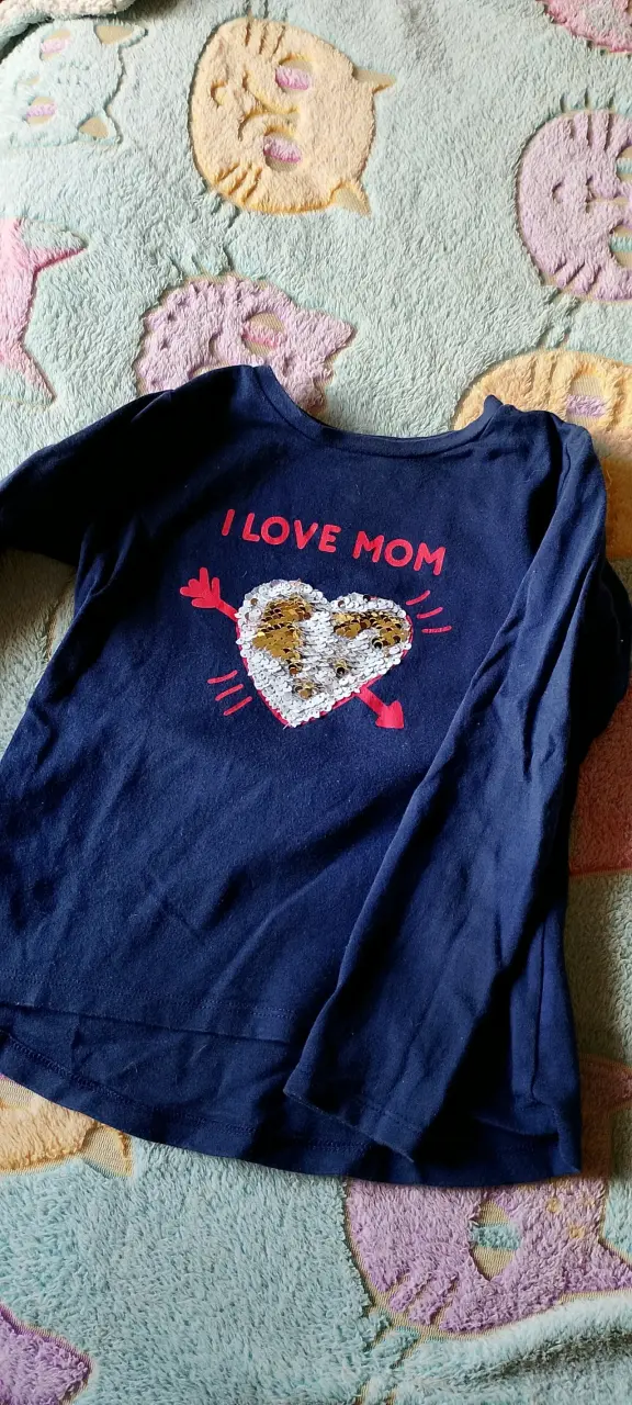 Polera azul para niña 'I Love Mom' talla 8