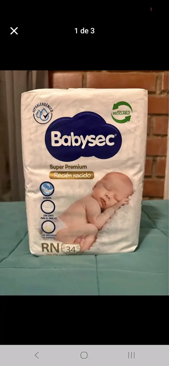 Pañales Babysec RN 34 unidades