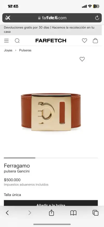 Pulsera Ferragamo Gancini marrón - miniatura 1