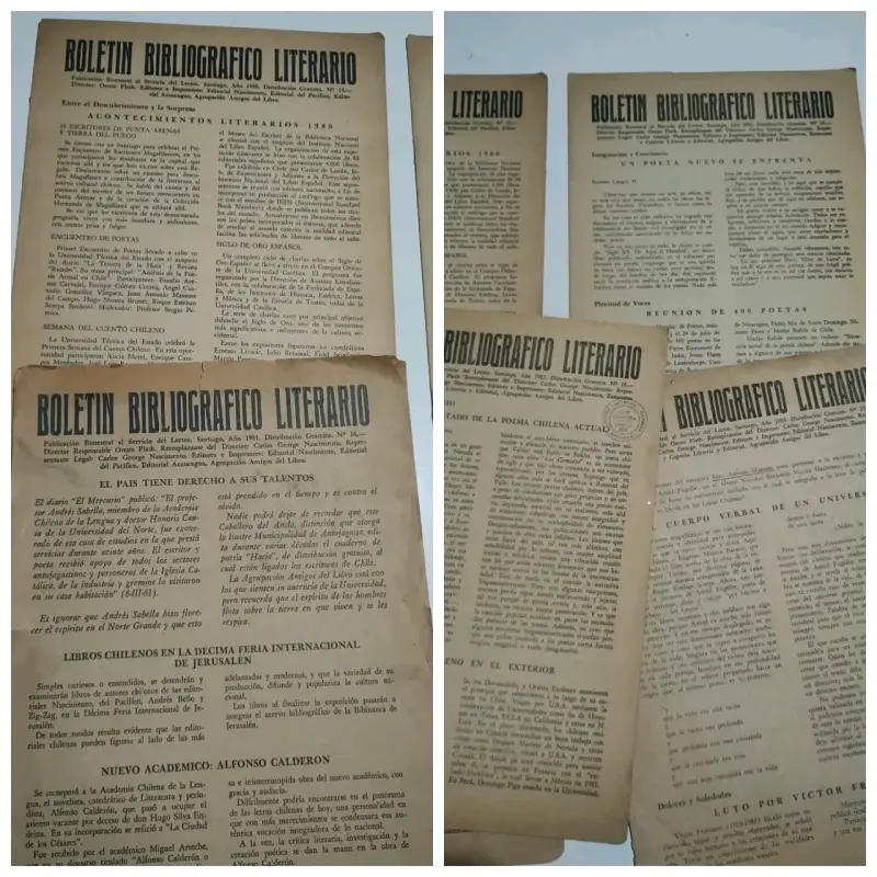 Oreste Plath. Boletín Bibliográfico,5 números - 2