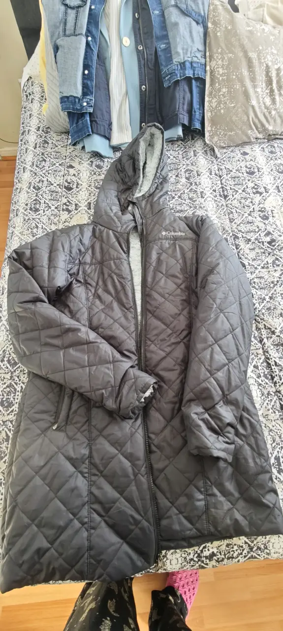 Parka gris Columbia acolchada talla L - 1