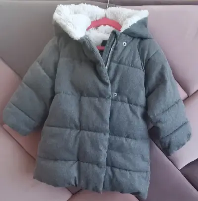 Abrigo acolchado gris para bebé talla 3, 36 meses - miniatura 1