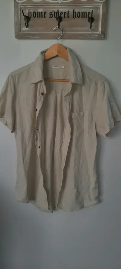 Camisa beige manga corta hombre talla S - miniatura 1