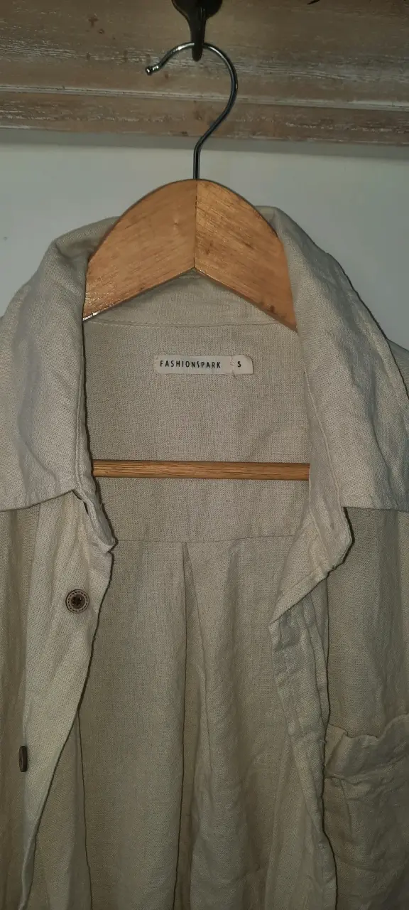 Camisa beige manga corta hombre talla S - 2