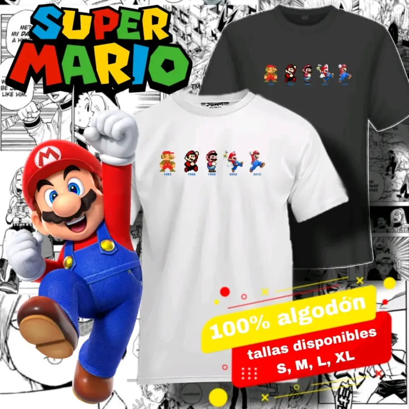 Poleras Super Mario 100% algodón - 1