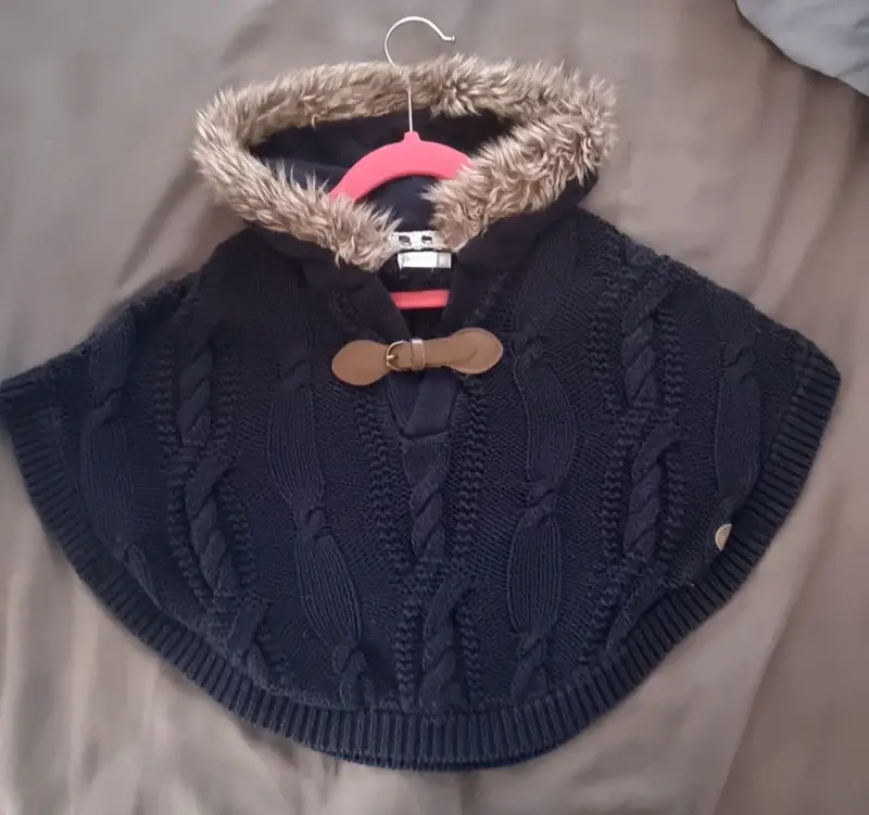 Poncho de lana con capucha talla 1 año - 1