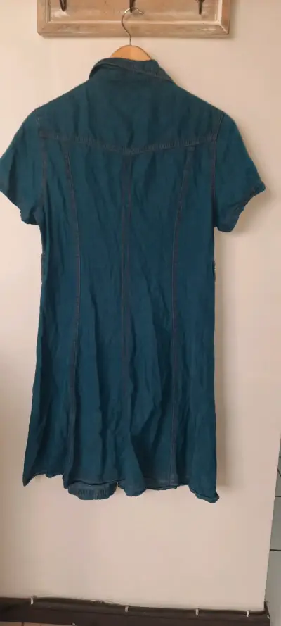 Vestido camisero denim azul talla L - miniatura 2