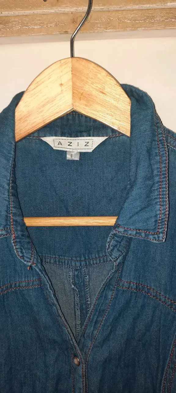 Vestido camisero denim azul talla L - 3