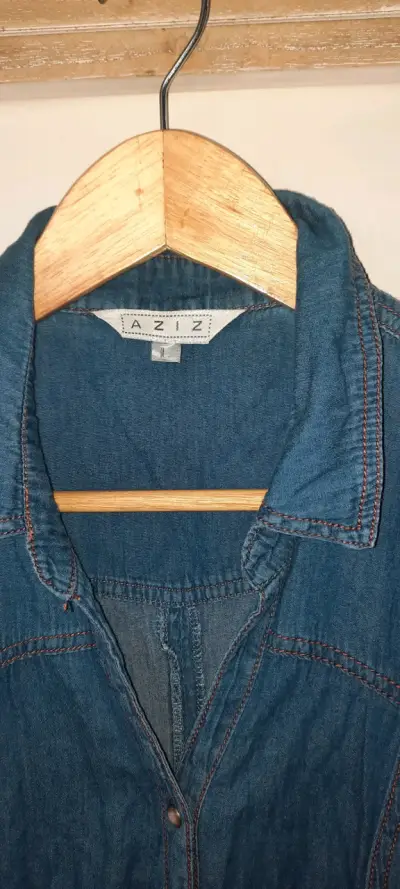 Vestido camisero denim azul talla L - miniatura 3