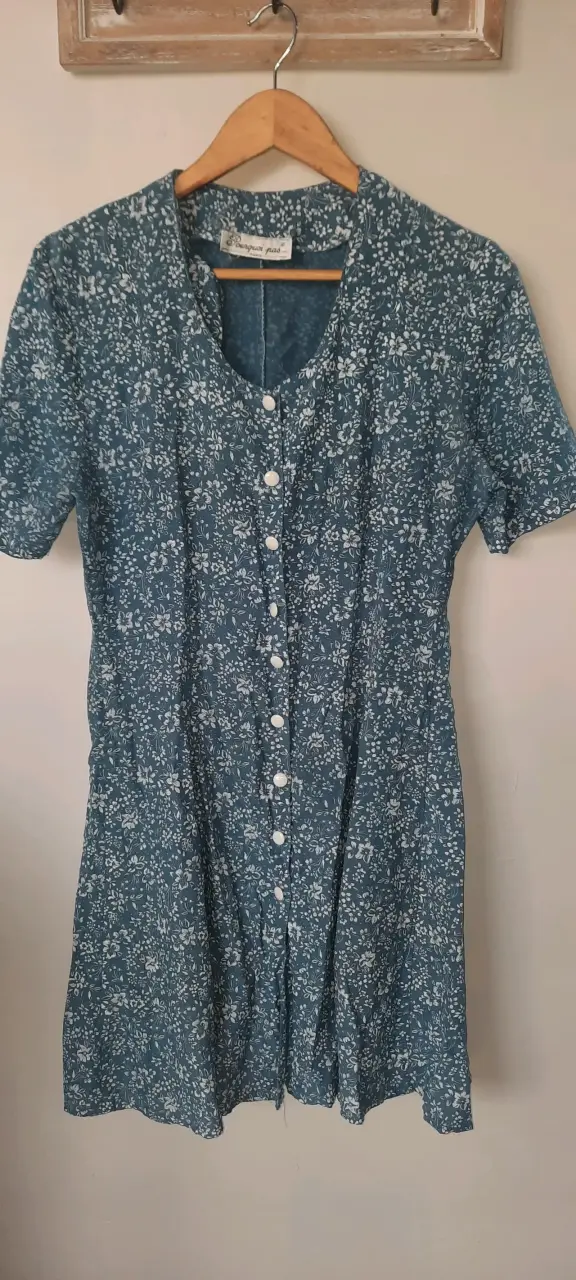 Vestido azul floreado talla M aprox. - 1
