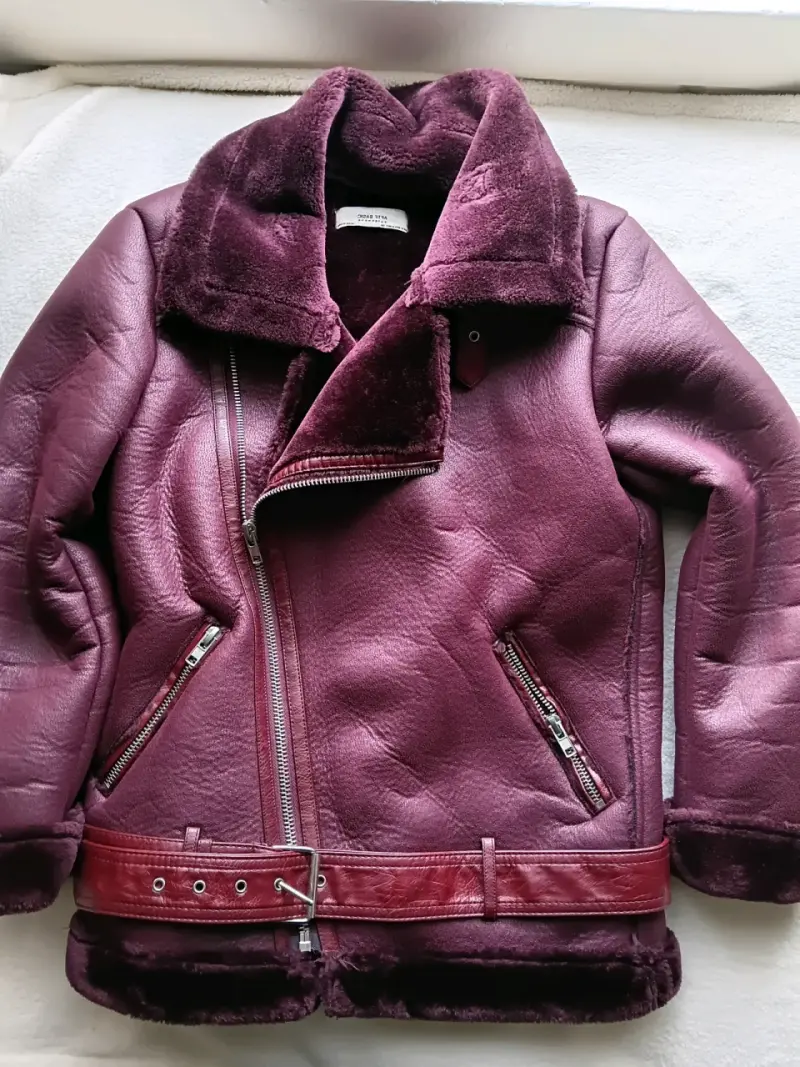 Chaqueta de cuero morada mujer - 1