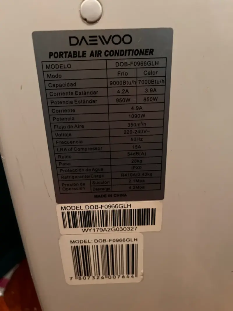 Aire acondicionado portátil Daewoo - 4