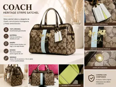 Bolso satchel Coach bicolor - miniatura 1