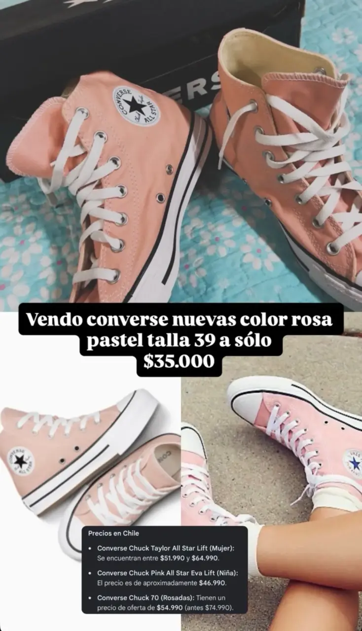 Zapatillas converse rosa pastel nuevas