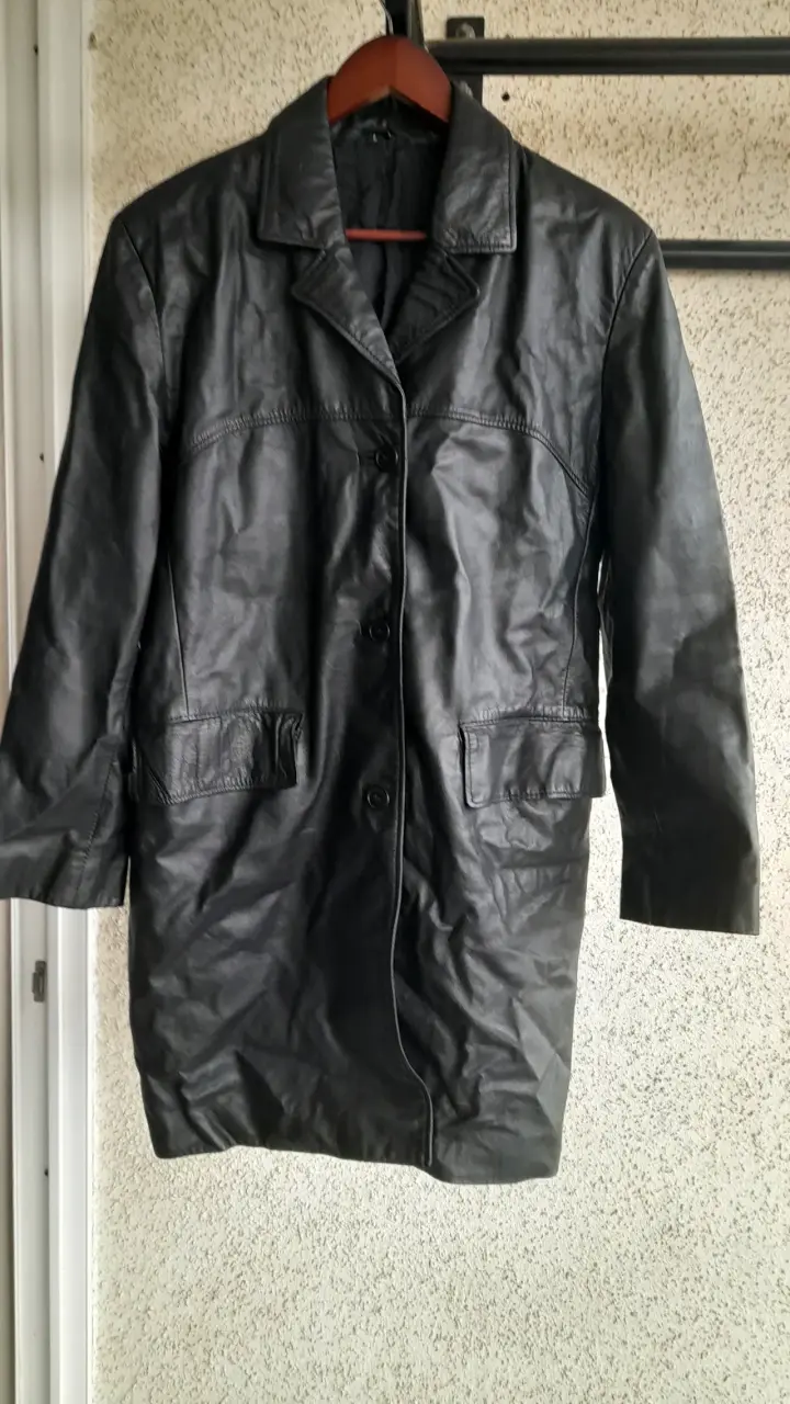 Chaqueta basement 100% cuero larga negra - 2