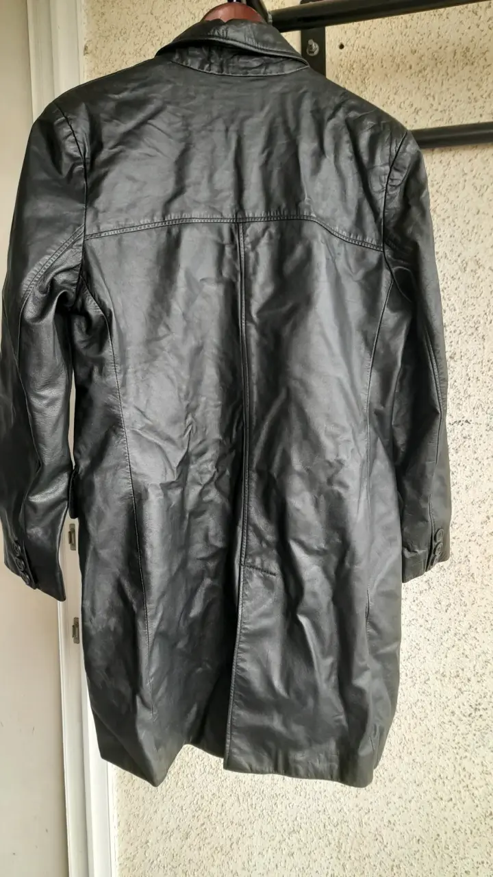 Chaqueta basement 100% cuero larga negra - 3