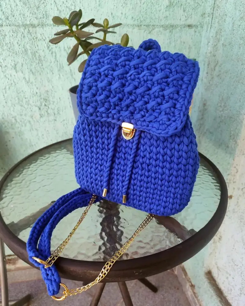Mochila tejida azul - 3