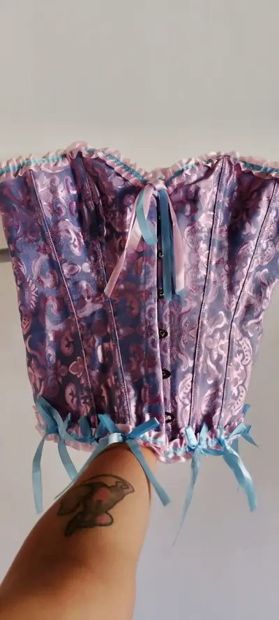 Corsé vintage morado y azul - miniatura 1
