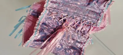 Corsé vintage morado y azul - miniatura 3