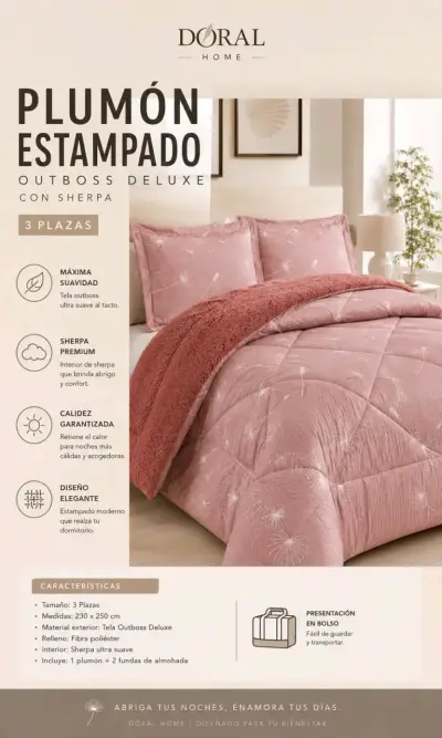 Plumón Doral deluxe  estampado 3 plazas - miniatura 1