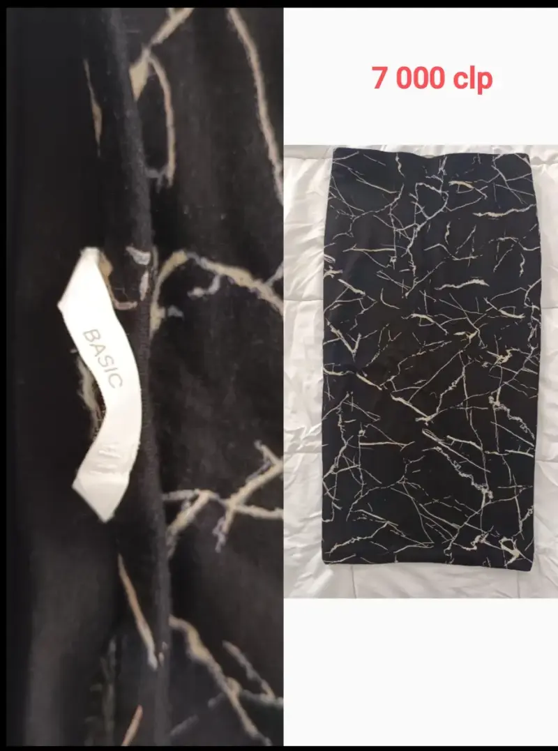 Falda H&M negra con diseño estampado