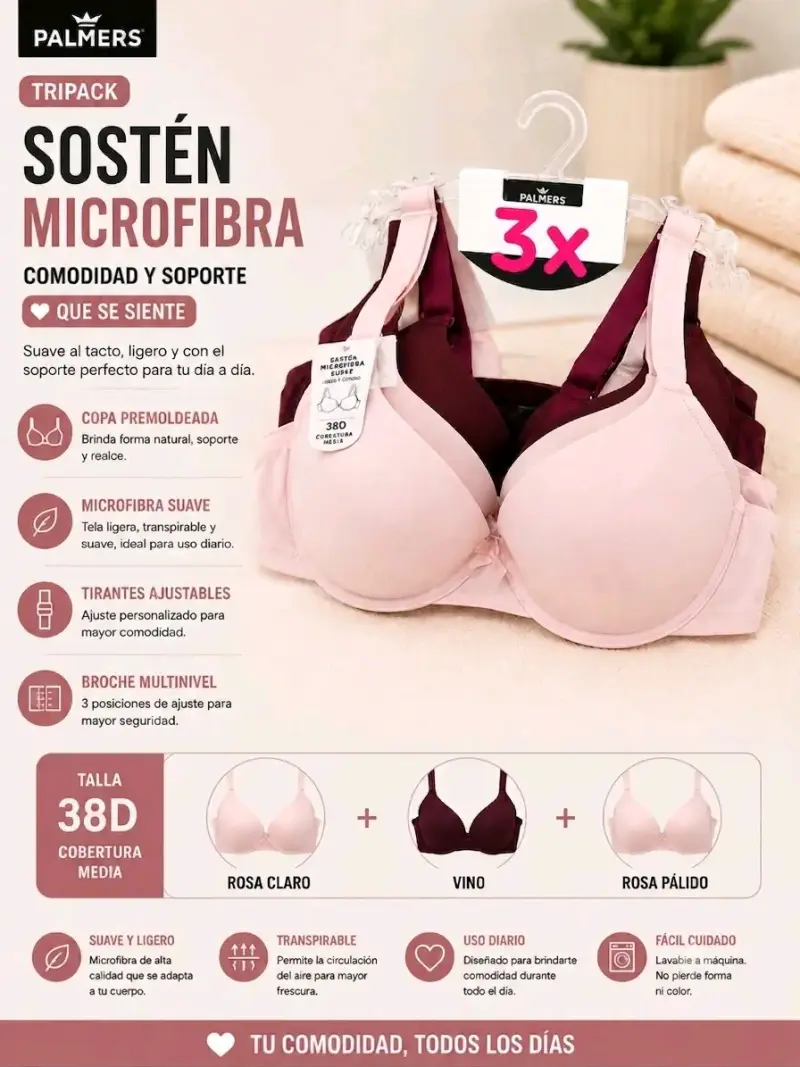Tripack sostén microfibra Palmers