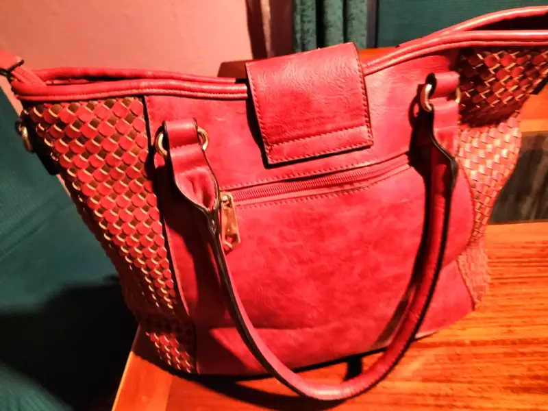 Cartera roja de cuero con flecos - 2