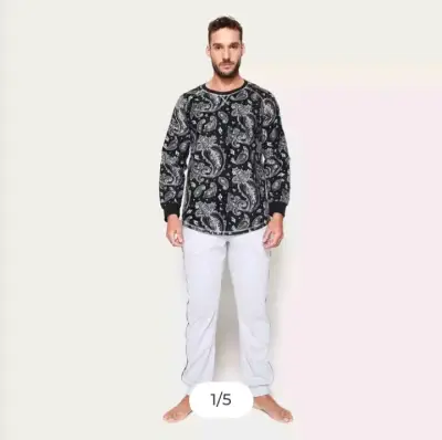Pijama hombre negro y gris palmers - miniatura 1