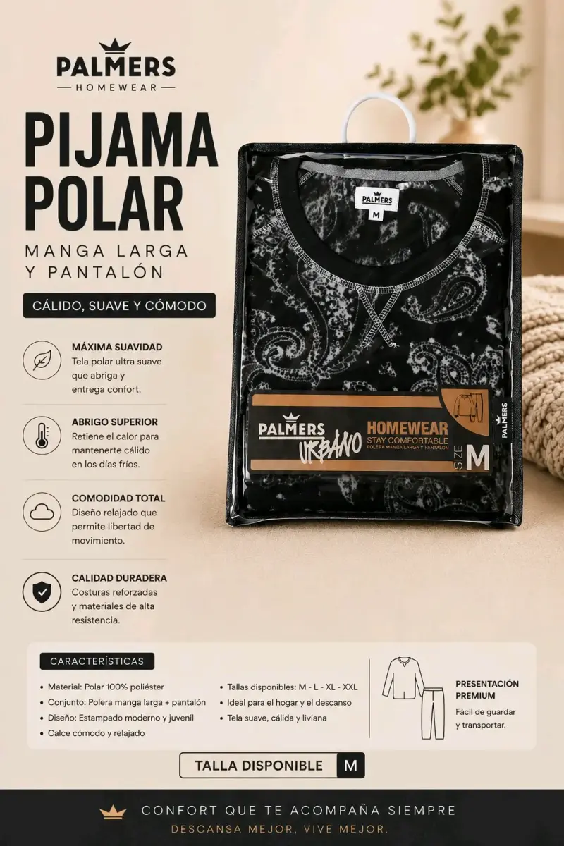 Pijama hombre negro y gris palmers - 2