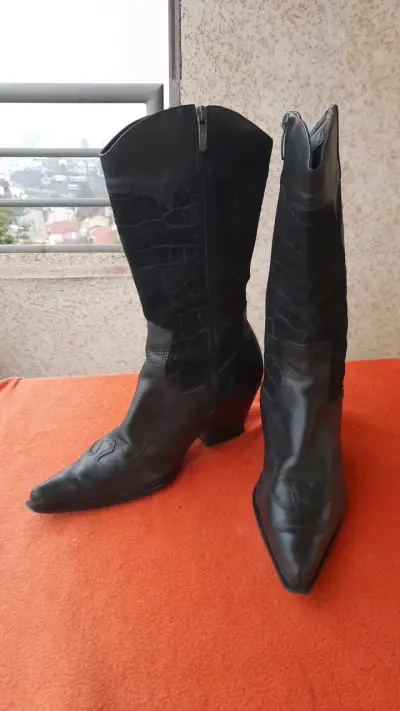 Botas negras de cuero altas Gacel - miniatura 2