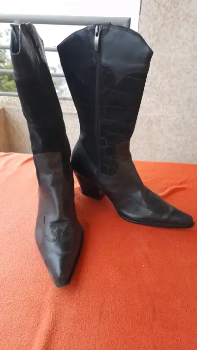 Botas negras de cuero altas Gacel - miniatura 3