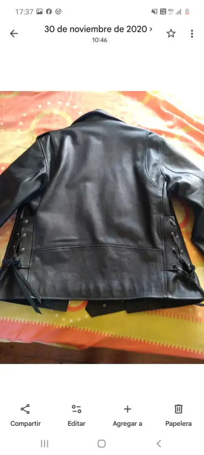 Chaqueta de cuero negro - miniatura 4