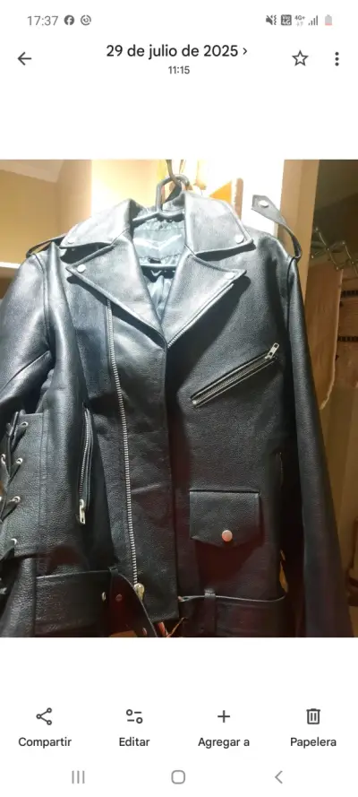 Chaqueta de cuero negro - miniatura 5