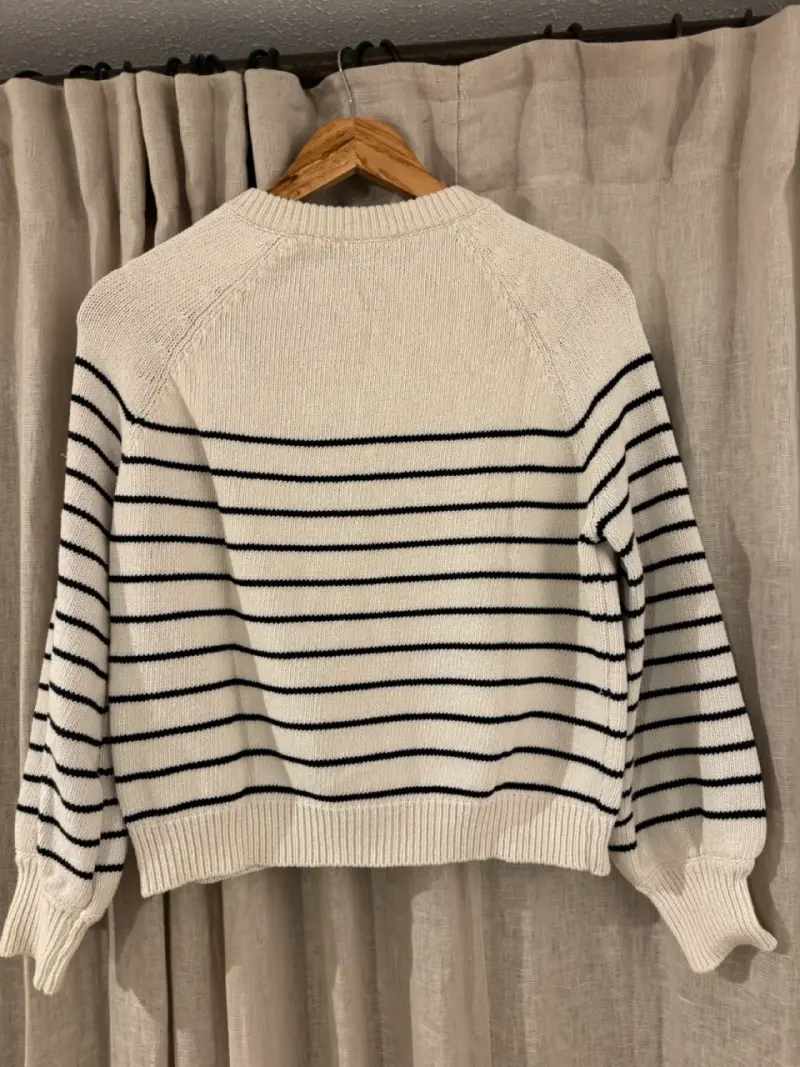 Sweater a rayas con botones 100% algodón - 4