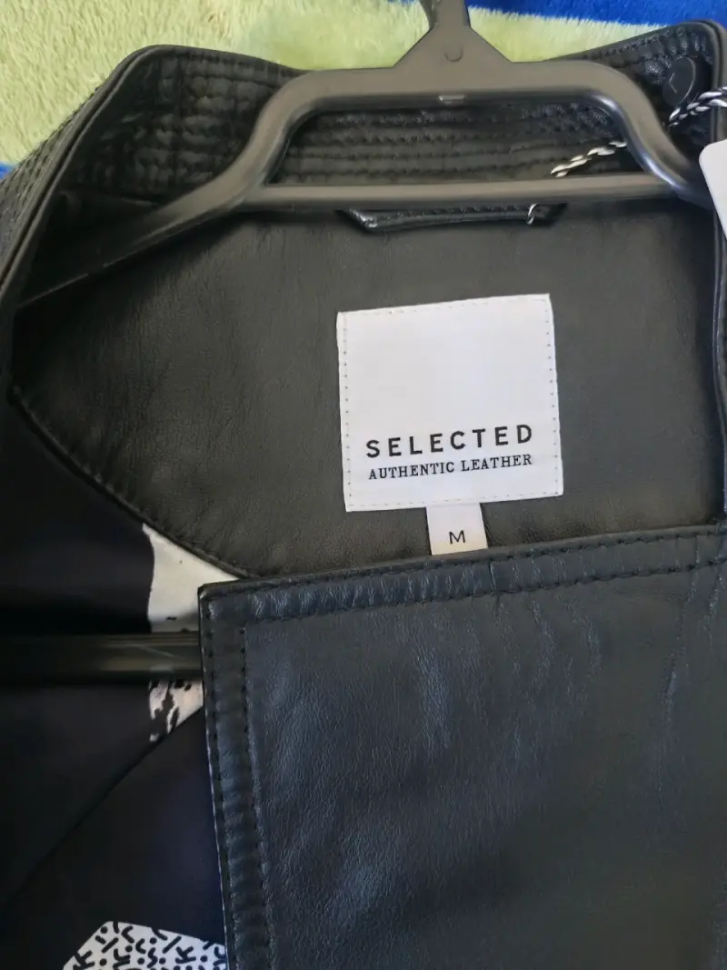 Chaqueta de cuero real negra selected - 6
