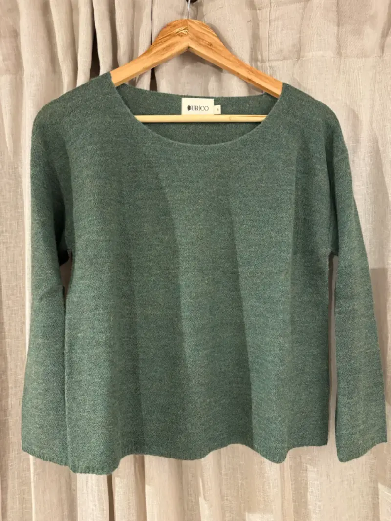 Sweater verde manga larga Urco 100% baby Alpaca - 1