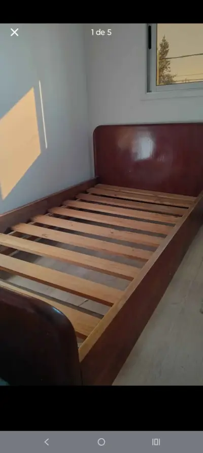 Cama individual de madera 1.5 plazas. - miniatura 1
