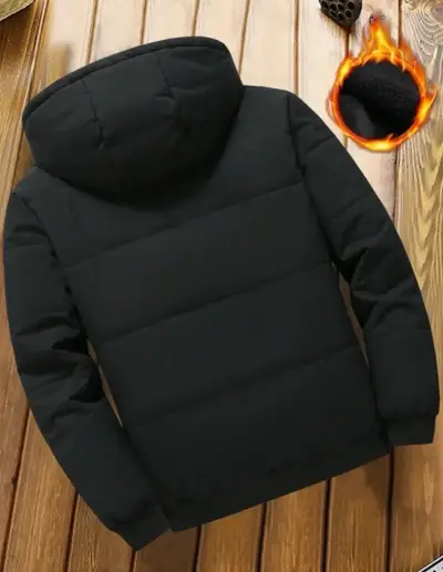 Chaqueta acolchada negra con capucha - miniatura 3
