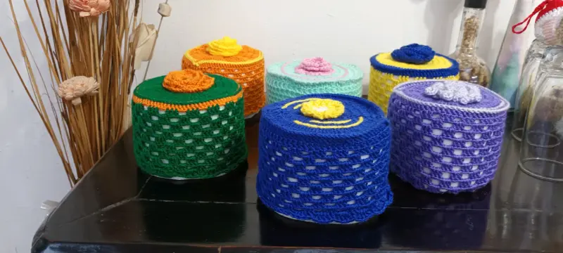 Cubre rollo de papel tejido a crochet - 6