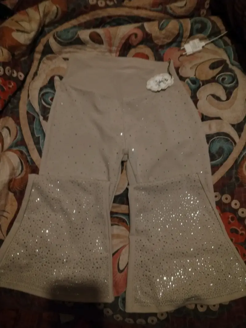 Leggings beige con brillos - 1
