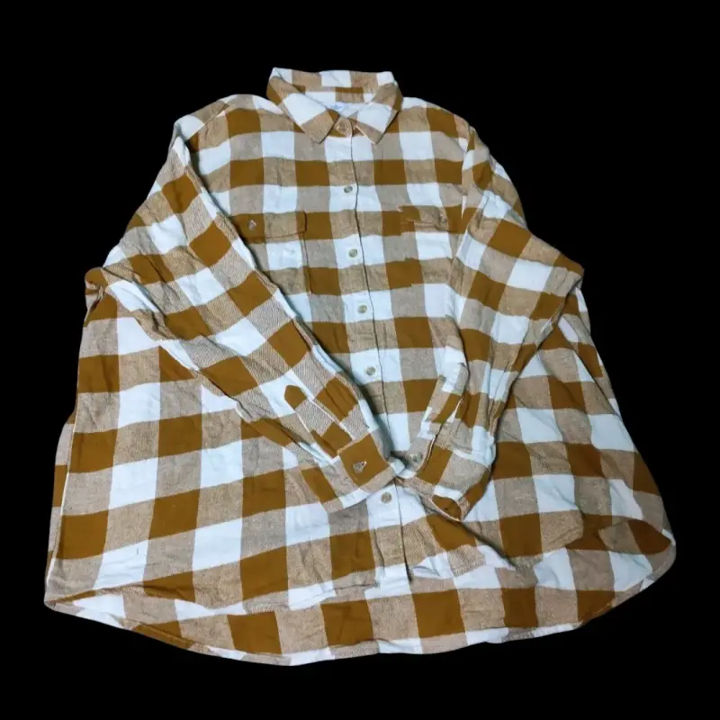 Camisa a cuadros naranjo madera y blanca